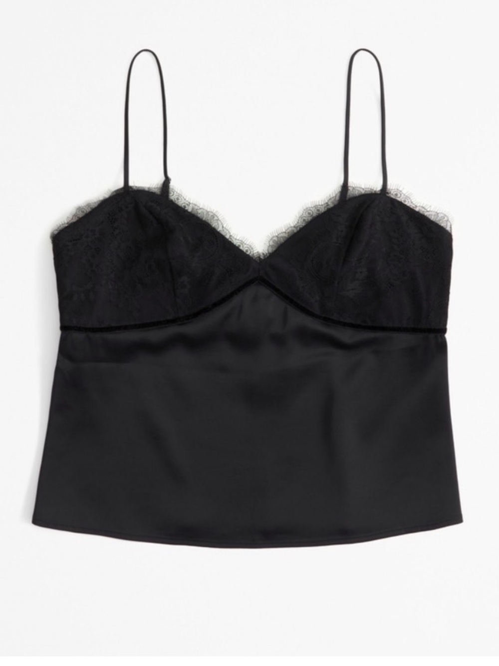 Abercrombie & Fitch Black Lace Satin Camisole Top